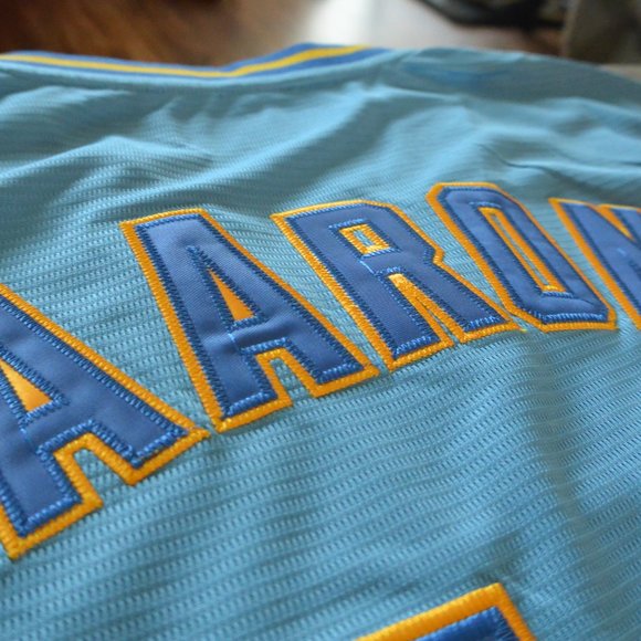 Brand NEW Milwaukee Brewers #44 Hank Aaron Jersey Size Men's X-Large - Picture 8 of 10